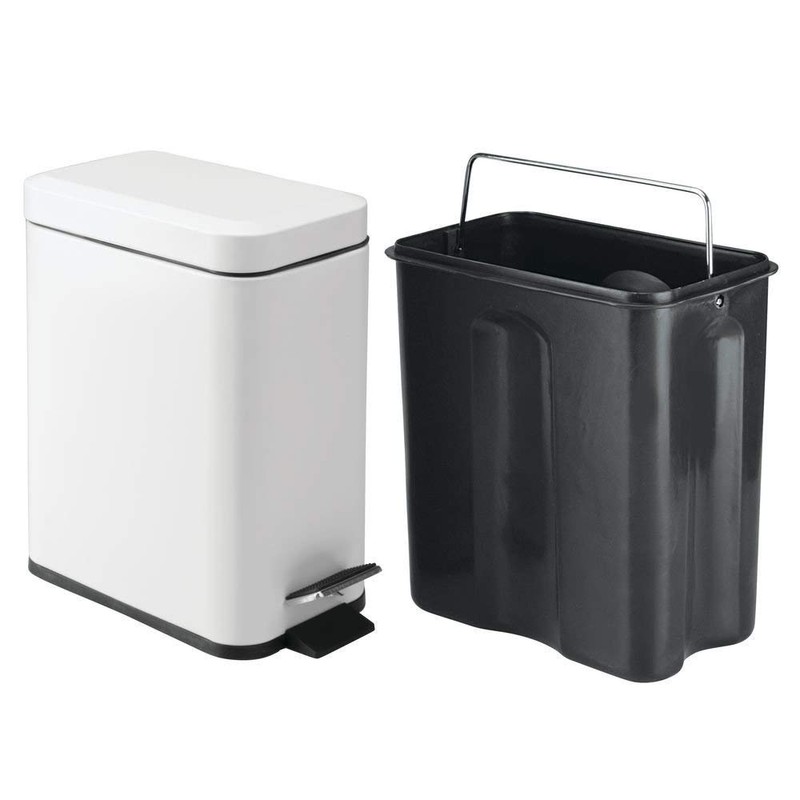 PEDAL BIN BATHROOM 5L SLIM RECTANGULAR REMOVABLE BUCKET WASTE DUST