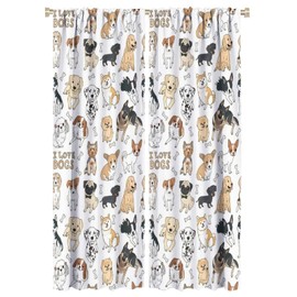 GoDazzling Dog Blackout Windows Curtains, I Love Dogs Window Curtains Pug Corgi Shiba Puppy Window Drapes for Kids Boys Girls Cute Animals Cartoon, for Living Room Decor 42x63in 2 Panels