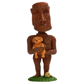 Rotary Hero Moai Bubbling Moai and Puppy, Height 5.9 inches (15 cm) RH-142