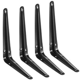 COCIVIVRE Shelf Brackets L-Shaped Shelf Brackets Shelf Brackets with Screw and Extension Tube, Perfect for Bedroom, Study, Office, Living Room (Black, 150mm x 200mm, 4pcs)