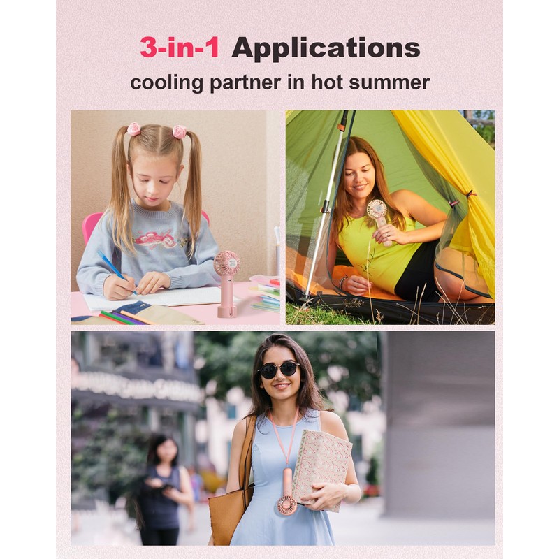 Coohea Mini Handheld Fan, Small Cute Design, 3 Powerful Speeds,