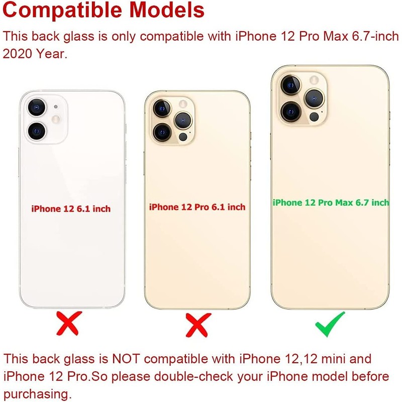 Original Back Glass Replacement for 12 Pro Max All Carriers