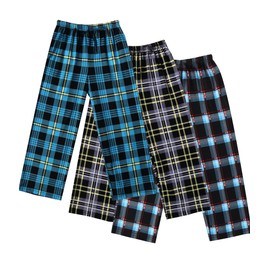 Ekouaer Boys Pajama 3 Pack Sleep Pants - Soft Elastic Waist Kids Plaid Lounge Bottoms With 2 Pockets