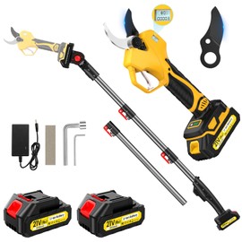 Electric Pruning Shears Cordless with 8FT Pole, Max Cutting Diameter 2 inch(50mm), 21V 2*2Ah, 1000w Brushless Motor, Working time 6-10 h, Electric Pruning Shears Suitable for Gardens, Orchards, Farms