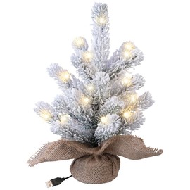 infactory LED Decorative Christmas Tree: Decorative Christmas Tree with Snow, 20 LEDs, 26 cm, USB Powered (Mini Christmas Tree with USB, Christmas Tree)