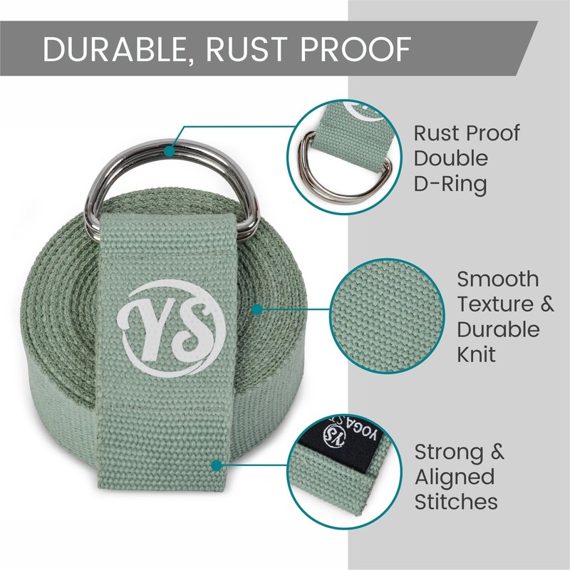 Yoga Studio Yoga Strap, 2.5m (8.2ft) Extra Long Durable Organic