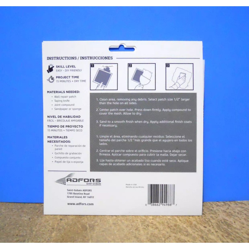 Saint-Goban ADFORS 2 FibaTape Multi-Pack 4x4" 6x6-in Self-Adhesive Drywall Hole