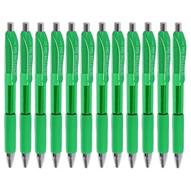 Writon Retractable Gel Pens, Comfort Grip, 0.7mm Fine Point, Green Ink, 12 Pack