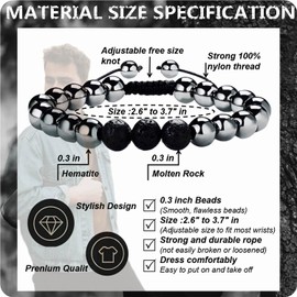 RENZHI-Magnetic Hematite Bracelet–Beaded Magnetic Bracelets for Men and Women (Beads are 0.3 inches in diameter) (black1)…