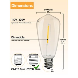 SUNSGNE 25Pack LED String Light Bulbs Replacement, 0.6 Watt Shatterproof Replacement Bulbs ST40 E17 Clear Plastic LED Light Bulbs for Outdoor Patio String Lights, E17/C9 Intermediate Base, Warm White