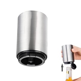 Destapador de Cerveza, Abridor Automático con Tapa magnética (Plata) | Destapador de Botellas de Acero Inoxidable, Abrebotellas Ideal en Hogar, Bar Y Restaurante