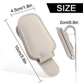 TIESOME Brillenhalter für Auto Magnetischer, Leder Car Accessories Interior Brillenhalterung Auto Sonnenbrillenhalterung Kartenkarten Clip Brillenetui Aufbewahrungsbox Organizer Auto Zubehör (Beige)