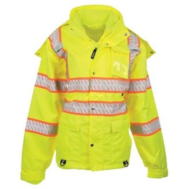 J. J. Keller & Associates, Inc. Women's High Visibility Removable Fleece-Lined Parka Jacket, Type R Class 3, Large, SAFEGEAR
