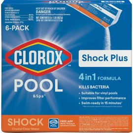 Clorox® Pool&Spa™ Shock Plus, for Crystal Clear Swimming Pool Water, Swim-ready in 15 minutes, Suitable for vinyl pools (6-Pack)