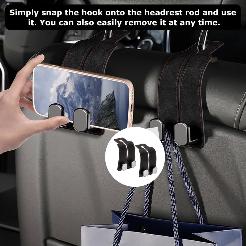 Gyinere Headrest Hooks for Car,2 Pack Car Seat Back Organizer