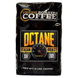 Fresh Roasted Coffee LLC, Octane Italian Roast Coffee, Artisan Blend, Dark Roast, Extra Bold, Whole Bean, 2 Pound Bag