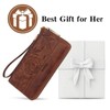 Blucoay Real Leather Womens Wallet,RFID Blocking Long Wallet For Women