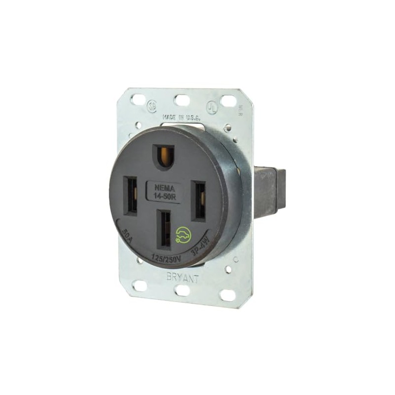 Bryant Electric 9450FR 50 Amp 125/250V NEMA 14-50R Flush Straight