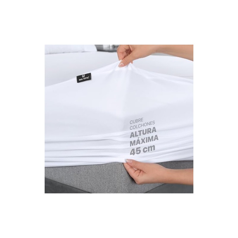 REAL TEXTIL Cubre Colchón Protector Impermeable Ajuste 45 cm King