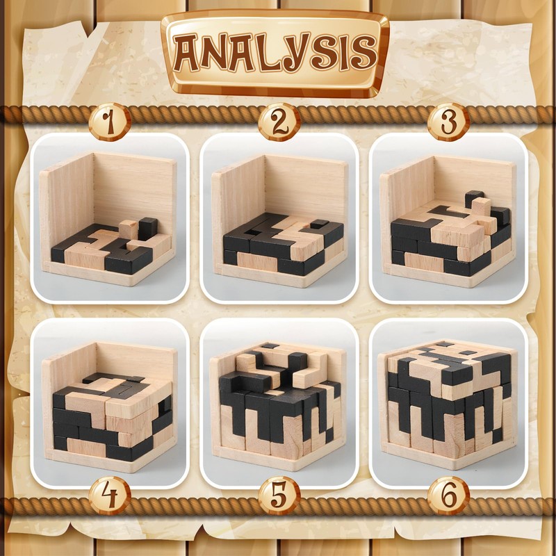 Yilloog Wooden Puzzle Brain Teasers 3D Logic Puzzles, Brain Teaser