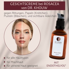Dr. Khouw Cosmetics® Rosacea Cream Face for Redness [Developed by Dermatologist] 50 ml | Made in Germany | Rosacea Face Care | Anti Redness Cream Face | Rosacea Face Care Cruelty Free