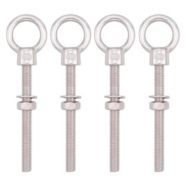 SHONAN Heavy Duty Eye Bolt, 316 Stainless Steel Shoulder Eyebolts with Nut and Washer, 4 Pack Marine Grade Threaded Eyebolts for Lifting or Hanging