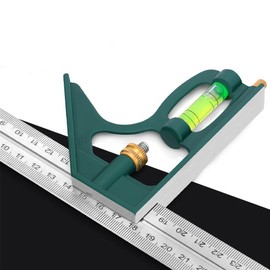 Hegebeck Multifunctional Combination Square Ruler Stainless Steel 304 Ruler Body 300mm / 11.8 Inch Thick Base Mobile Square Ruler 1 Piece