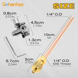 Gohantee Access Service Valve, 50Pcs 1/4" SAE x 1/4" OD x 4" Stem Core AC Refrigeration with 2 Pcs BPV31 Bullet Piercing Valves for HVAC Refrigerant System