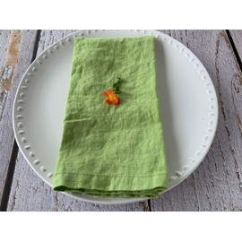 Linen Napkins –100% French Flax – Stonewashed Pure Linen Cloth Napkins - Size 18 Inch x 18 Inch – Set of 4, Tropics (Tahitian Lime)