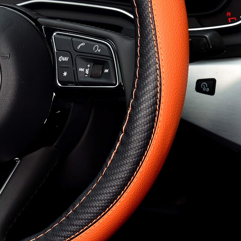 LABBYWAY Microfiber Leather Auto Car Steering Wheel Cover, Universal Fit