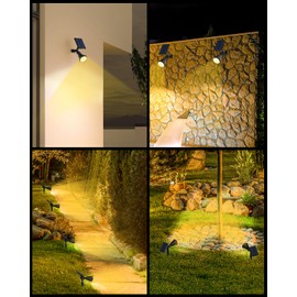 Fratink Solar Spot Lights Outdoor, 2 Pack Outdoor Solar Lights for Yard, IP65 Waterproof Solar Spotlights with 4 Modes, 2-in-1 Auto On/Off Solar Landscape Lights for Flood, Wall, Pathway (Warm White)