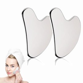 2 piezas de Gua Sha, gua sha acero inoxidable, Herramienta de Guasha Facial, Herramientas de masaje para raspar el rostro, la mandíbula y el cuerpo