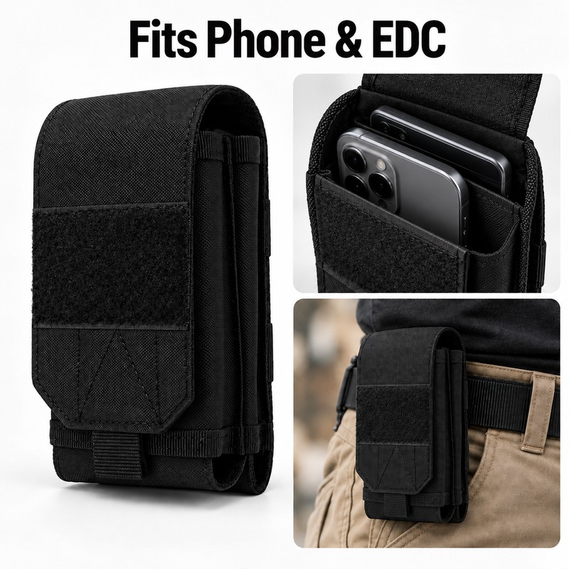 Double Phone MOLLE Pouch Nylon Belt Waist Bag for EDC