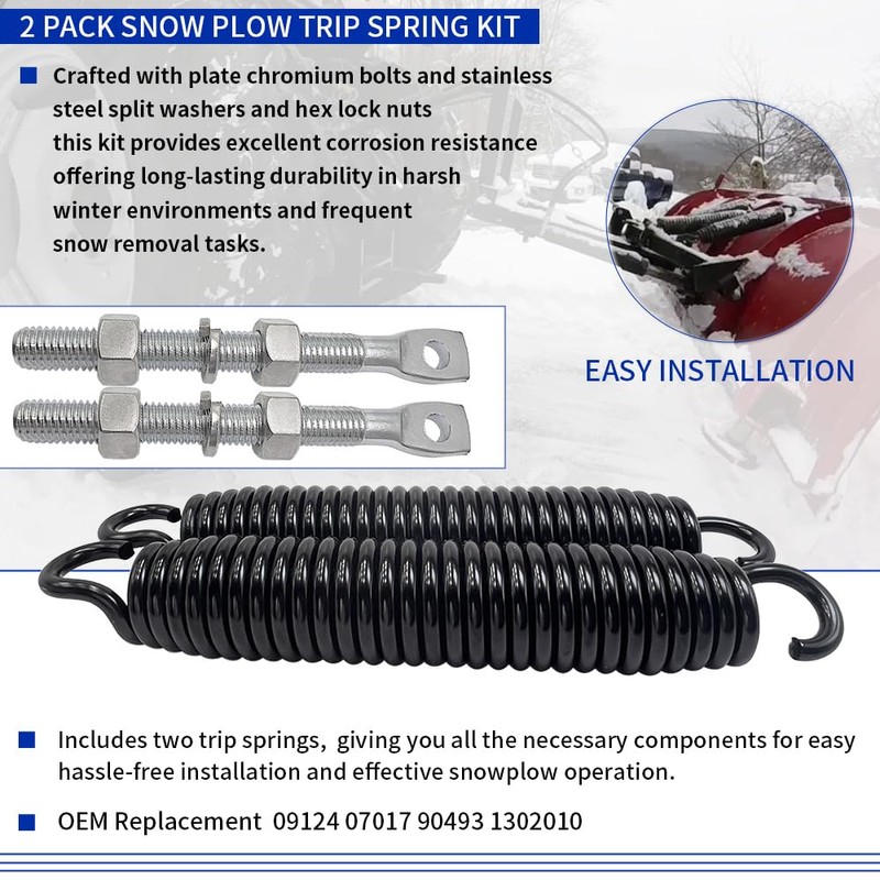 GOLKNHA 2 Pack Snow Plow Trip Spring Kit W/Eyebolts for