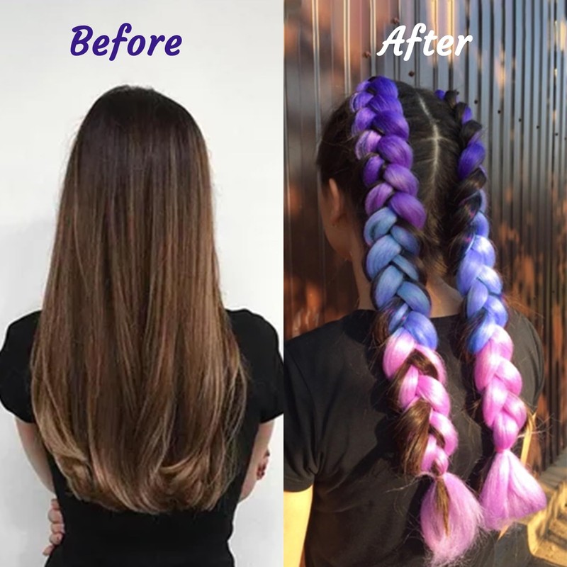 Colorful Pre Stretched Braiding Hair Silver Hair Tinsel Set -