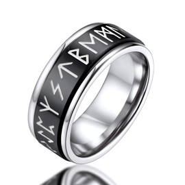 FaithHeart Customisable Unisex Finger Ring, Chain Spinner Ring, Viking, Rune Spinner Ring, Punk Viking Jewellery, Hip Pop Ring, with Gift Box, for Birthday / Valentine's Day
