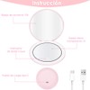 Lukovee, Espejo Compacto con Luz LED, Recargable, Redondo, Rosa