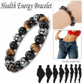 Unbranded Energy Healing Natural Stone Stretch Bracelets Hematite Tiger eye Black obsidian