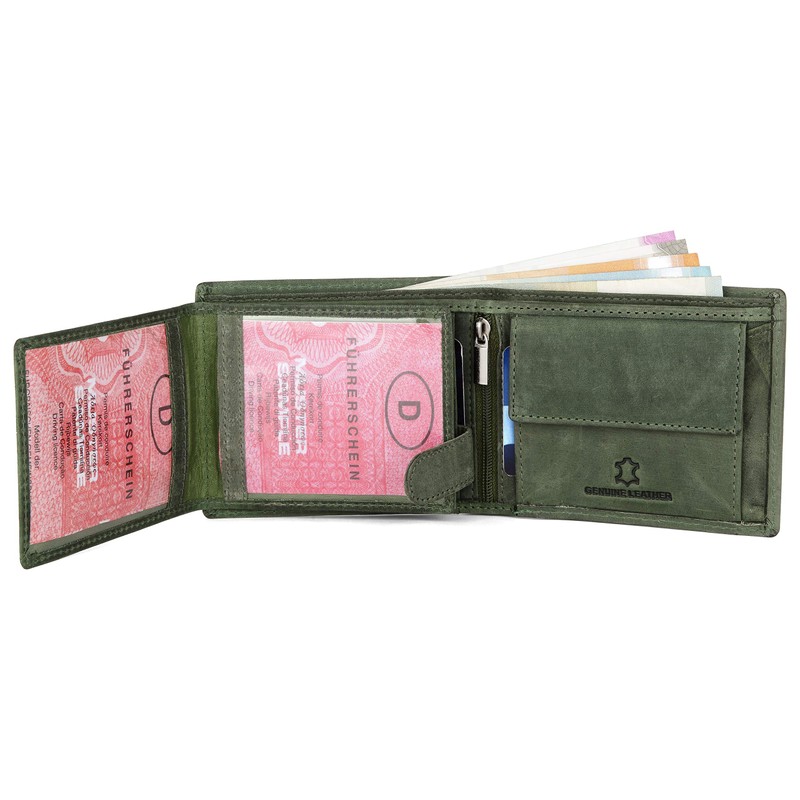 WILDHORN® RFID Protected Genuine Leather Wallet for Men, Green Hunter,