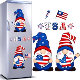9 Pieces Gnome Magnets for Refrigerator Holiday Fridge Magnet Patriotic USA Flag Magnets Decoration for 4th of July Independence Day Memorial Day Kitchen, Metal Door, Mailbox, Car Decor