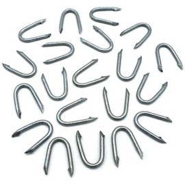 Merriway BH03722 (50 gm) Galvanised Netting Staple U-Nail, 25 mm (1 inch) x 2.6 mm - Pack of 50 gm (Approx. 25pcs)