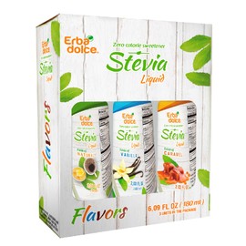 Stevia Liquid Zero Calorie Sweetener, 3 Flavors (Natural, Vanilla, Caramel), 6.09 fl oz