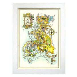 Nacnic Pan Am Menu map Asia 1951 Poster art, Size A4 White frame. Vintage style Print for the decoration of living room walls, bedrooms, offices...