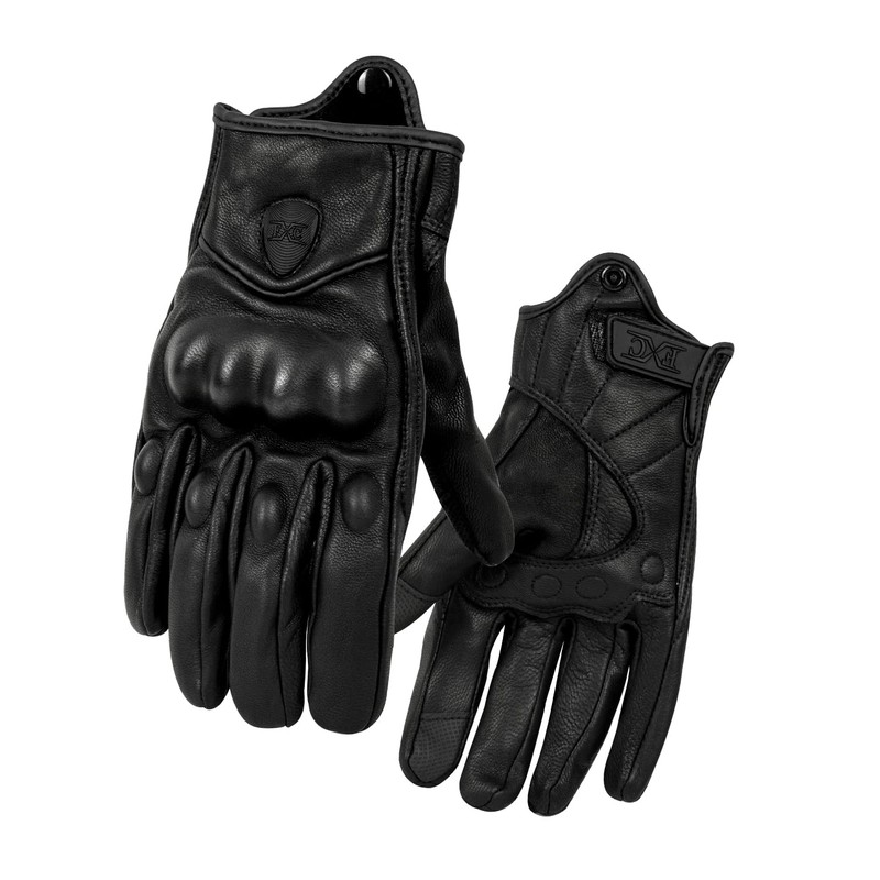 FXC - Guantes de cuero premium para motocicleta de dedo