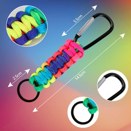 Pack of 10 Carabiner with Screw Cap, Mini Carabiner Key Ring Lanyard Clip Ring Braided Lanyard Utility Ring Hook Outdoor Lanyard Key Rings for Men Women, multi-coloured