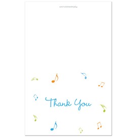 MyExpression.com 50 Music Notes Thank You Cards (Blue Green Orange)