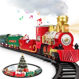 BainGesk Train Set, Christmas Train Set with Steam, Light and Sounds, Train Sets for Under Christmas Tree, Electric Train Toys for 3 4 5 6 7 8 Year Old Kids, Ideas Boys & Girls