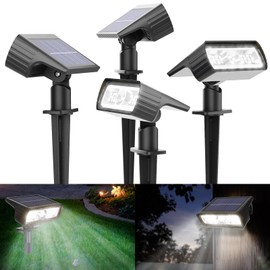 Moxled Solar Lights for Outdoor Garden, 6500 K Cool White Solar Spotlight, Pack of 4, IP65 Waterproof Garden Lights, 2 Brightness Modes, Solar Lights for Outdoor Garden, Yard, Walkway