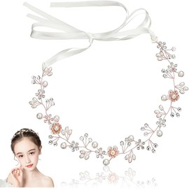 LeTradeJP Hair Band, Hair Ornament, Flowers, Pearl, Ribbon, White, Headdress, Crystal Beads, Garland, Hair Accessories, Weddings, Recitals, Graduations, Parties, Dances, Kimono, Photography, Children