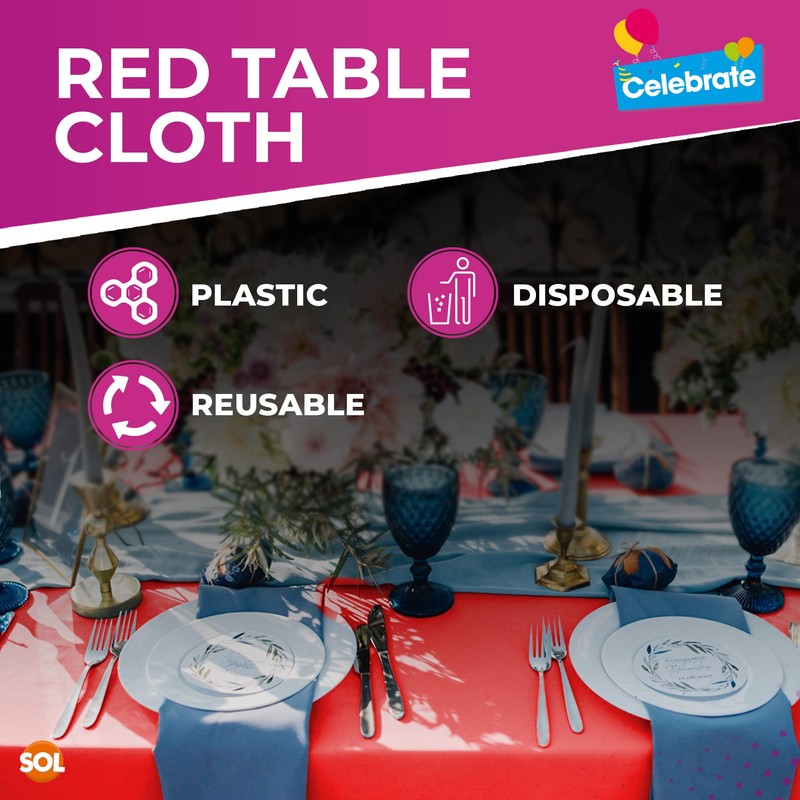 3pk Red Table Cover | 121 x 121cm Red Table